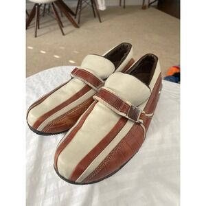 310 Motoring Bastide Men Brown Cream Croc Leather Loafers SN 31127 Size 12